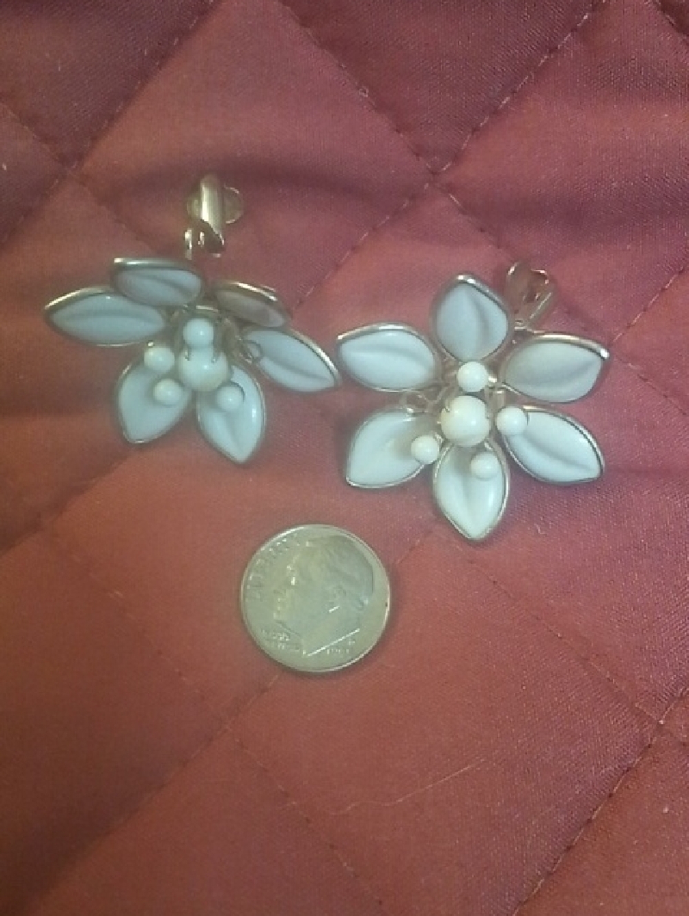 White Flower Clip-On Earrings - Women Jewelry
